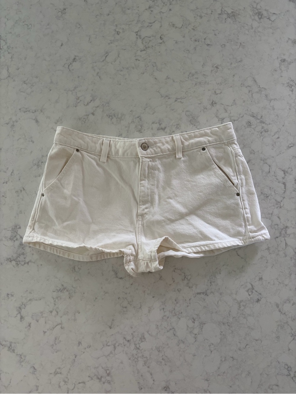 Zara Off-White Denim Jean Shorts